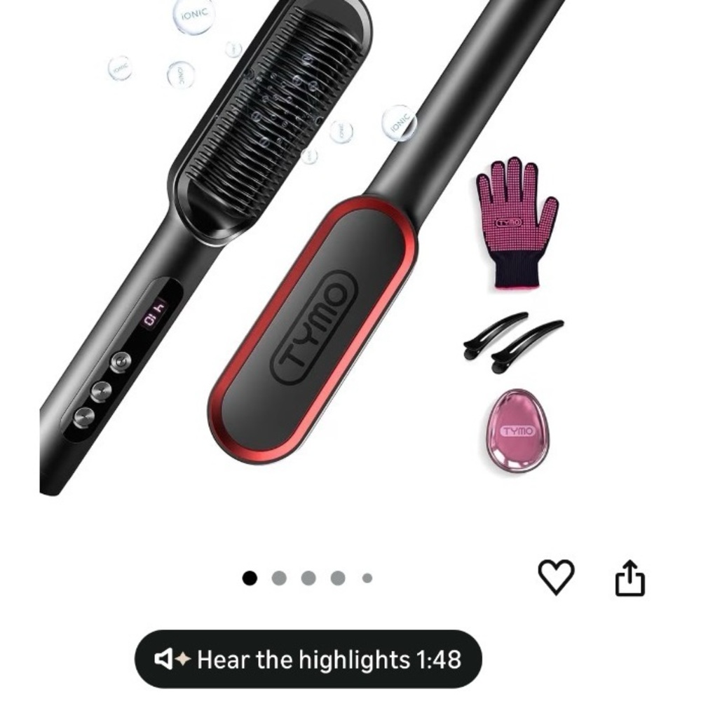 Tymo Black and Red Ionic Hair Straightening Brush - Tymo